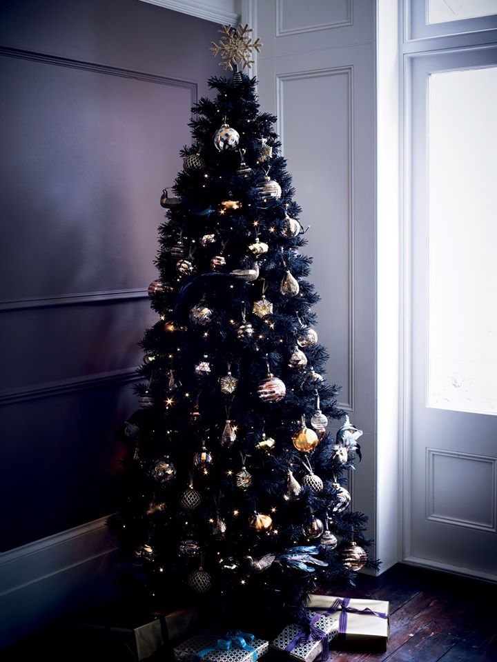 arboles-negros-pino-Navidad-decoraciones