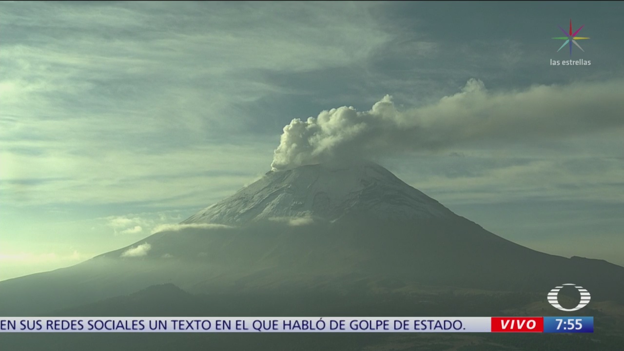 Popocatépetl registra gran exhalación de vapor de agua