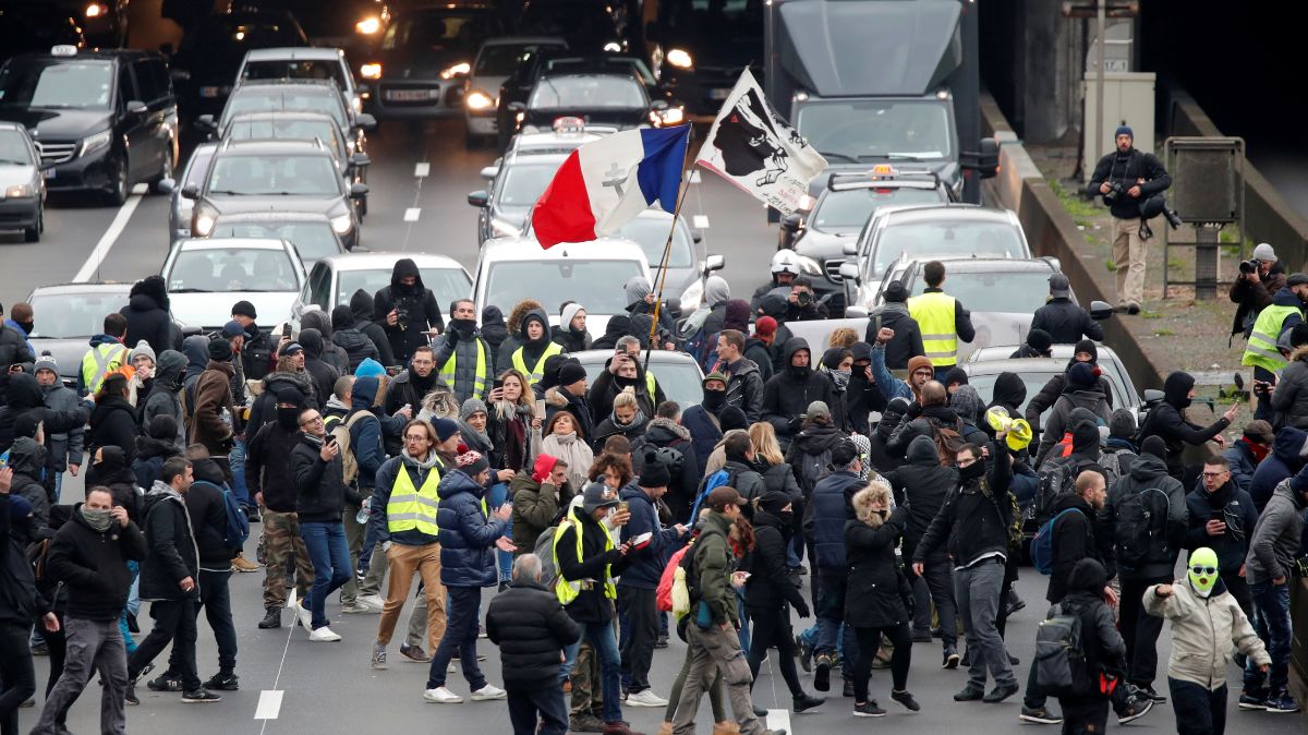 Protestas de Chalecos amarillos en París.