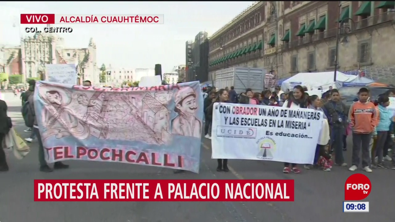 Protestan frente a Palacio Nacional; exigen recursos para escuelas primarias