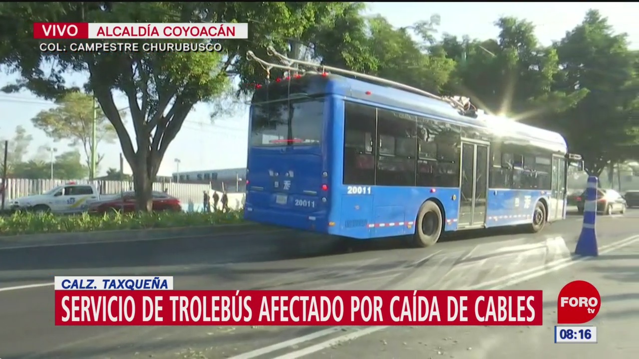 Servicio de Trolebús afectado por caída de cables en alcaldía Coyoacán