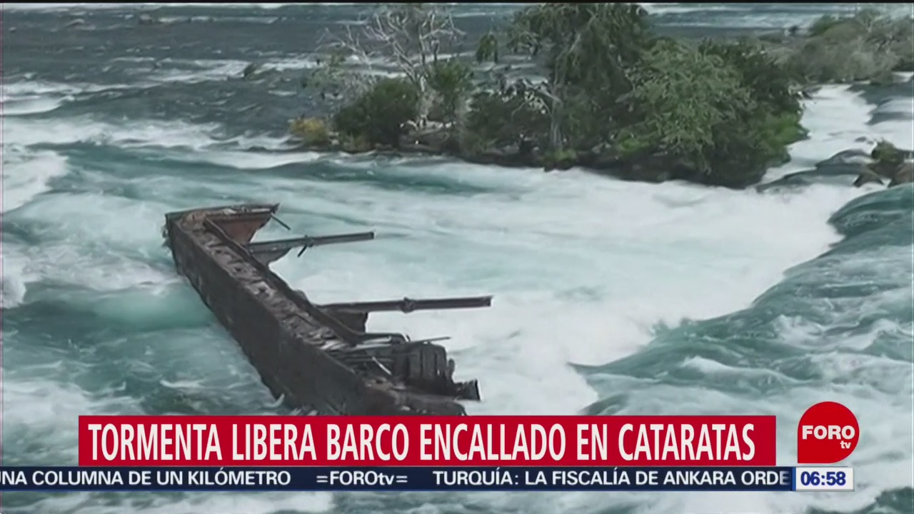 Tormenta libera barco encallado hace años en Cataratas del Niágara