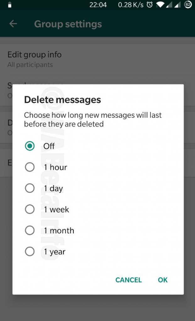 Foto WhatsApp te permitirá borrar mensajes de forma automática 27 noviembre 2019