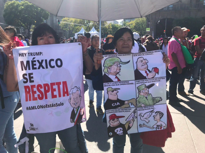 Miles celebran en el Zócalo el primer año de gobierno de AMLO. (Jacinto Torres, Noticieros Televisa)