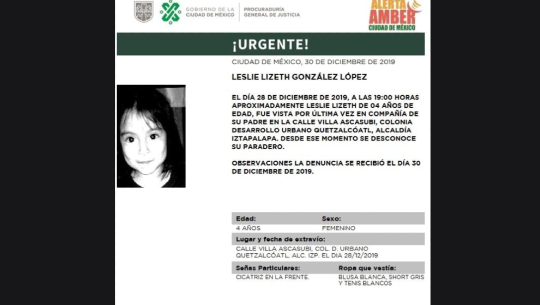 Foto: Activan Alerta Amber para localizar a Leslie Lizeth González López