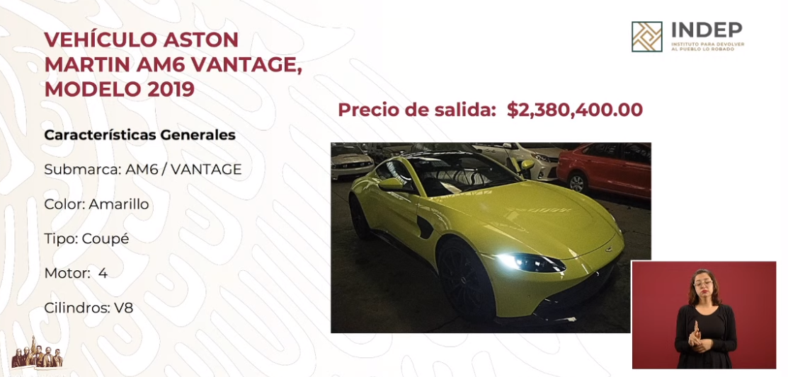 FOTO Aston Martin va a subasta en Los Pinos (YouTube)