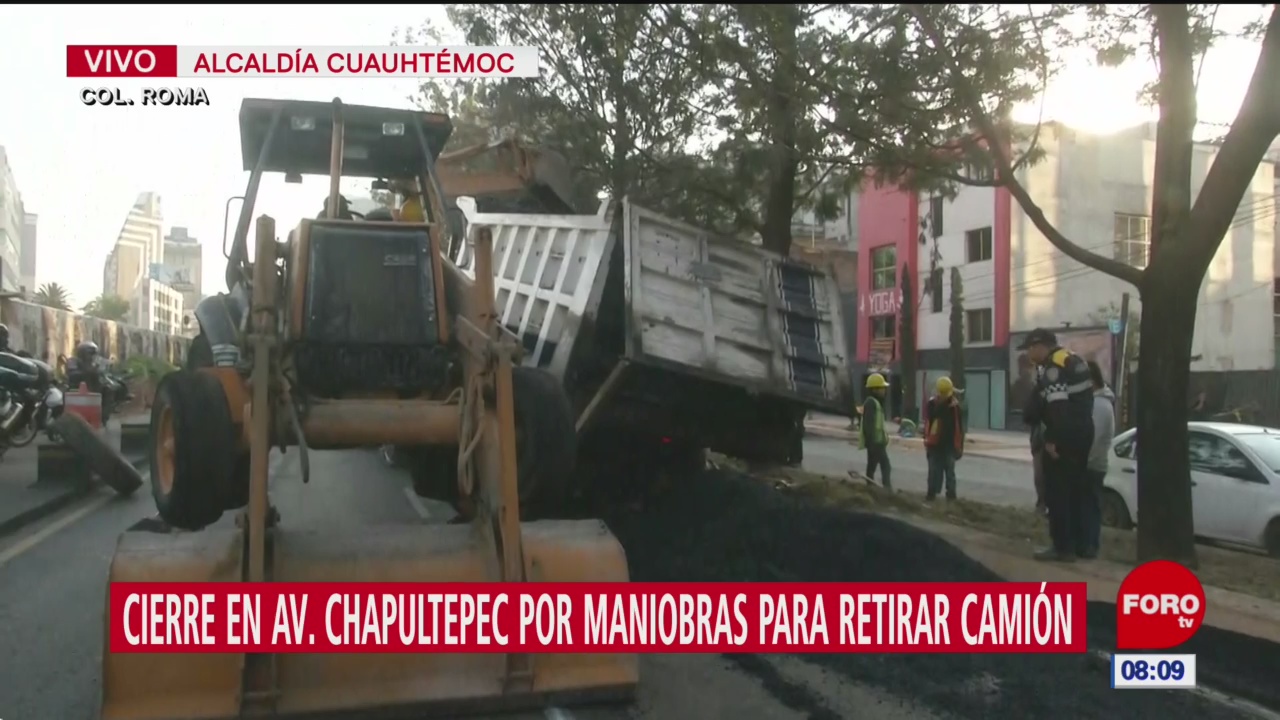 cierre en avenida chapultepec por maniobras para retirar camion