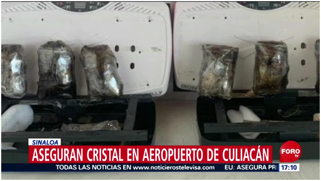 Foto: Decomisan cristal en el Aeropuerto de Culiacán, 7 de diciembre de 2019 (Foro TV)