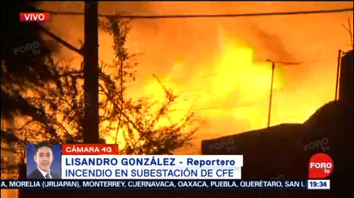 Foto: Incendio Subestación Cfe Llamas Alcanzan Hasta 10 Metros Altura 19 Diciembre 2019
