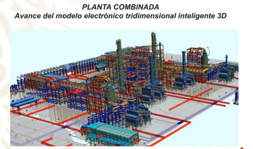 IMAGEN Modelo tridimensional en la Planta de Coquización de la refinería de Dos Bocas (YouTube)