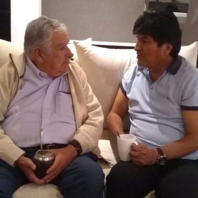 José Mujica visita al expresidente de Bolivia, Evo Morales, en la CDMX