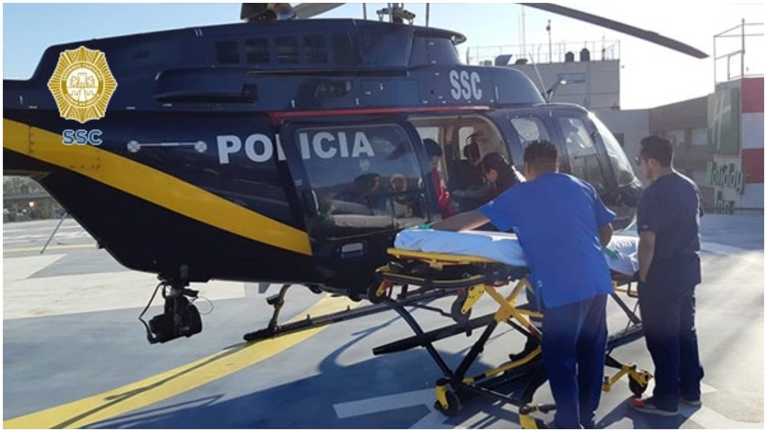 Foto: Dos policías fueron trasladados en helicóptero tras accidente, 14 de diciembre de 2019 (SSC)
