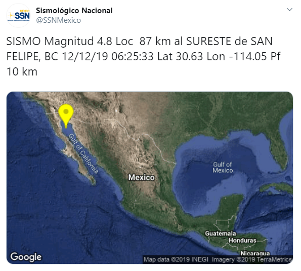 IMAGEN Se registra sismo en Baja California (SSN)