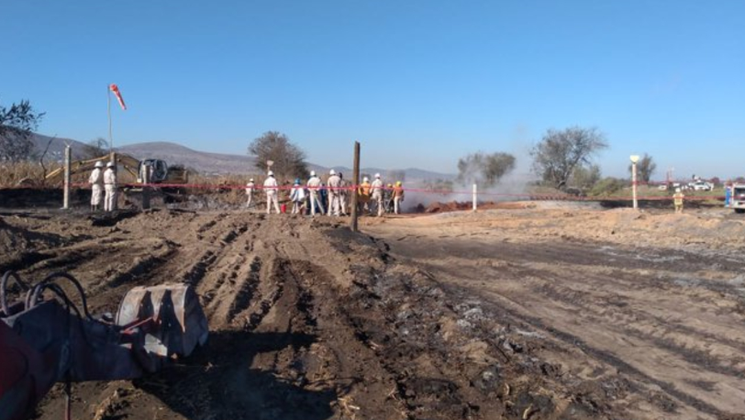 foto Sofocan incendio tras fuga de gas LP en ducto de Tepeaca (Twitter)