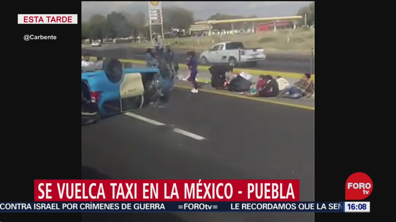 FOTO: 21 diciembre 2019, vuelca taxi en la mexico puebla