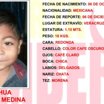 Yeshua, de 5 años, fue robado en Veracruz; activan Alerta Amber