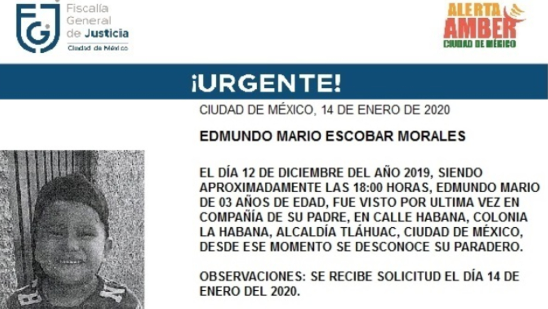 FOTO: Activan Alerta Amber para localizar a Edmundo Mario Escobar Morales, el 15 de enero de 2020