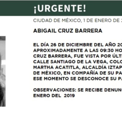 Se activa Alerta Amber por Abigail Cruz Barrera, de 6 años