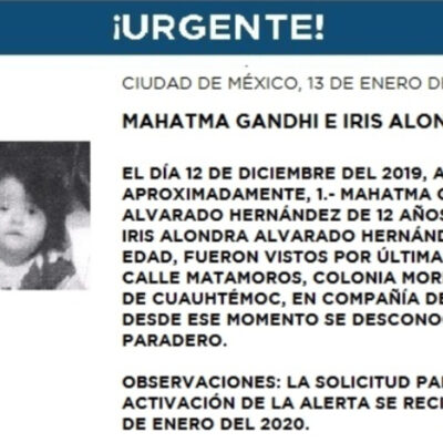 Alerta Amber por los hermanos Mahatma Gandhi e Iris Alondra Alvarado Hernández