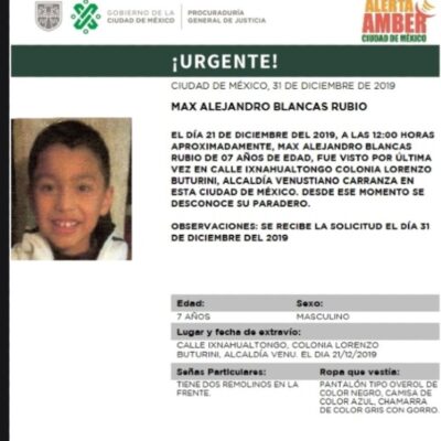Activan Alerta Amber para localizar a Max Alejandro Blancas Rubio