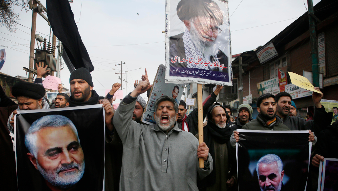 FOTO Protestantes del ataque que mató a general iraní Soleimani, el 04 de enero de 2020