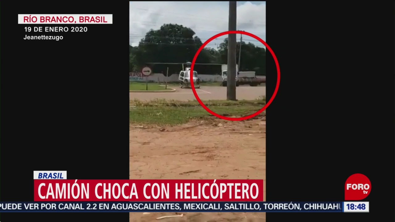FOTO: camion choca contra helicoptero en brasil