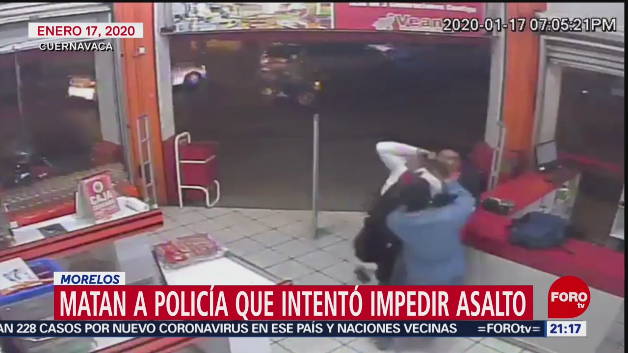 Foto: Video Muerte Policía Frustró Asalto Tienda Cuernavaca 20 Enero 2020