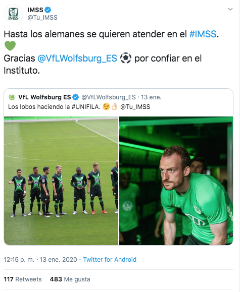 El IMSS le contesta al Wolfsburg por burla en redes sociales