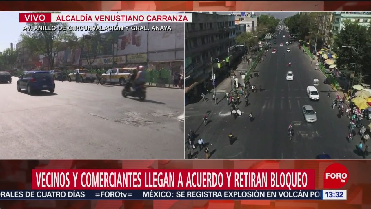 FOTO: comerciantes retiran bloqueo en avenida anillo de circunvalacion