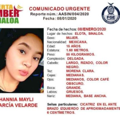 Activan Alerta Amber para localizar a Hannia Mayli García Velarde