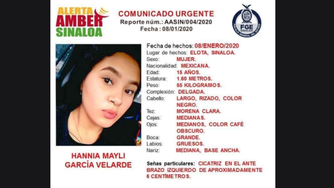 Foto: Activan Alerta Amber para localizar a Hannia Mayli García Velarde