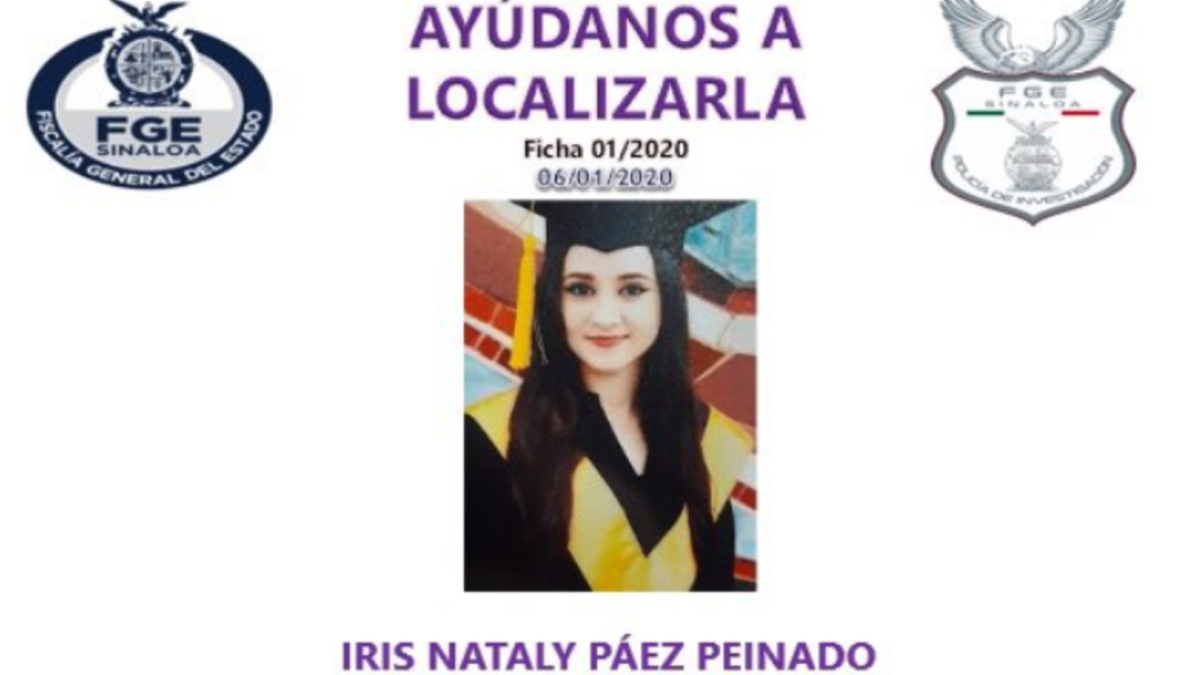 FOTO En Culiacán buscan a Iris Nataly Páez, secuestrada por su exnovio (Fiscalía Sinaloa)