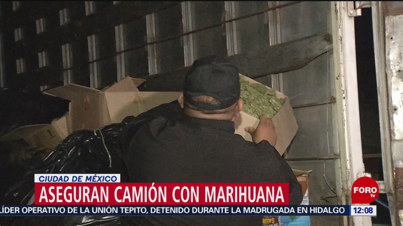 detienen a 5 que descargaban marihuana de un camion en calles de la cdmx