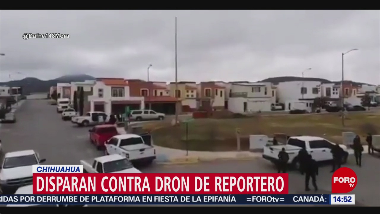 FOTO: elementos de la fiscalia de chihuahua disparan a dron de reportero