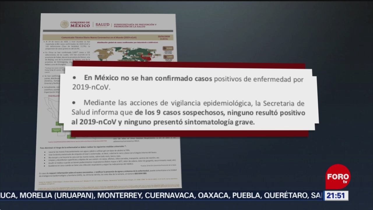 Foto: Coronavirus No Confirmado Casos México 29 Enero 2020