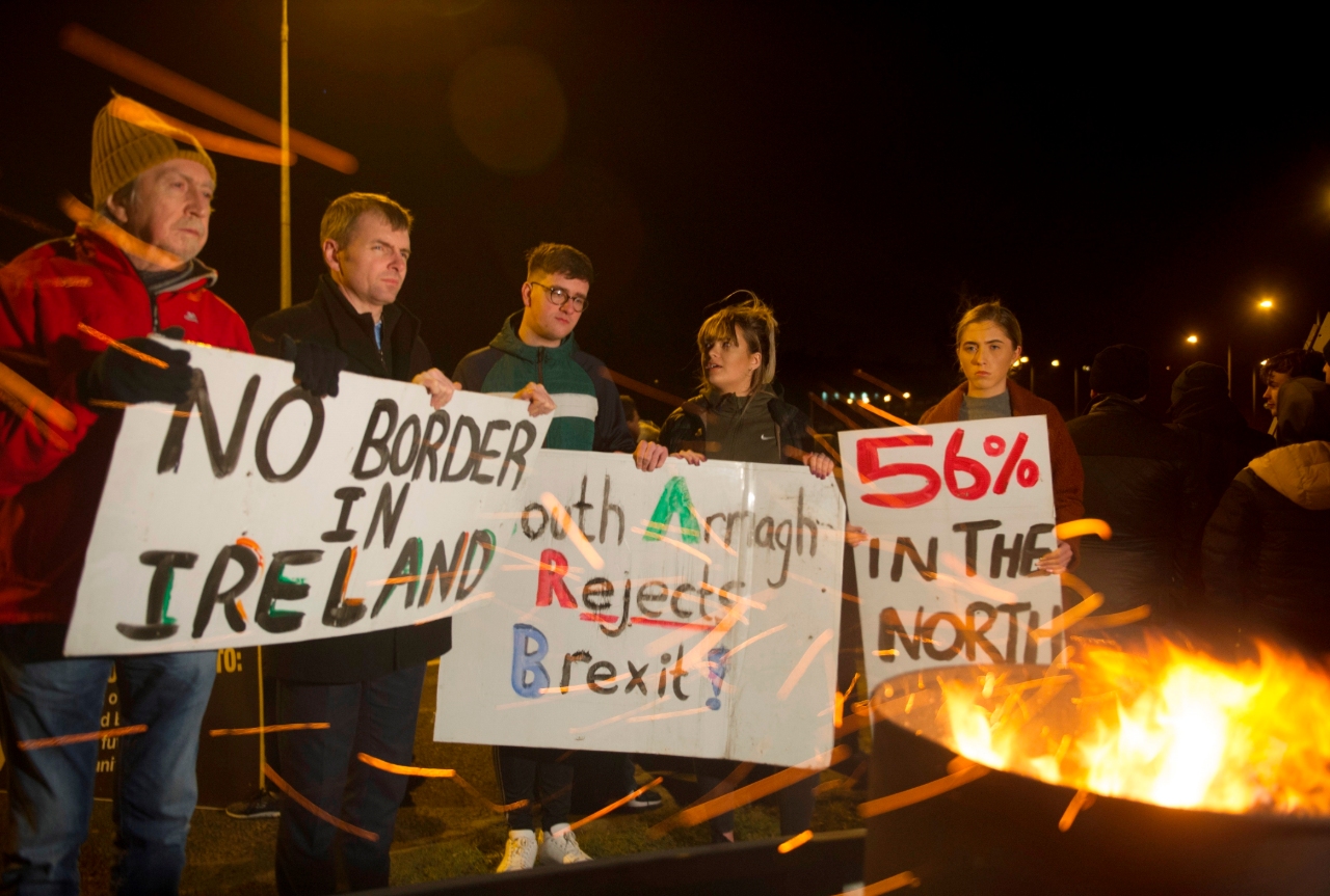 Foto: En Irlanda del Norte protestaron contra la separación, 31 de enero de 2020, (EFE)