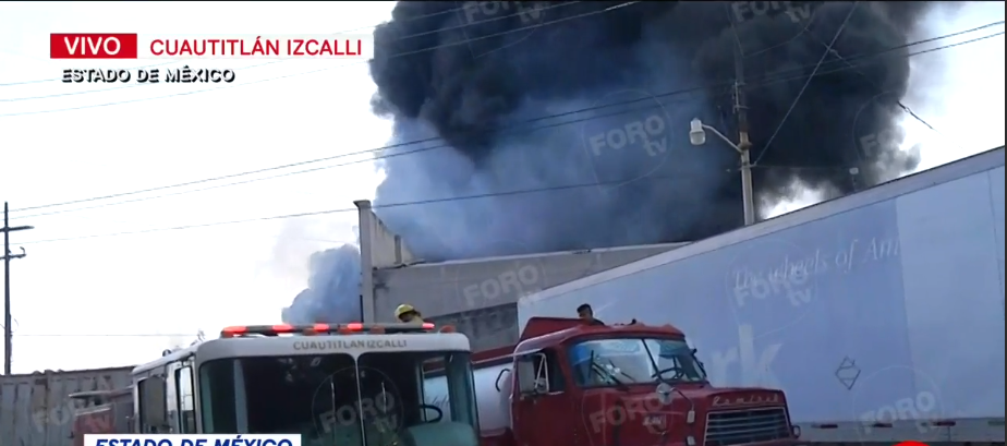 Foto: Este sábado se registra un incendio en fábrica de Cuatitlán Izcalli, 11 de enero de 2020 (Foro TV)