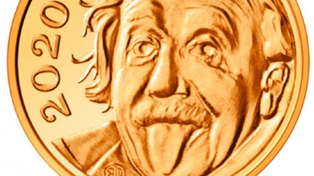Foto: La moneda de oro de Albert Einstein sacando la lengua pesa 0.063 gramos. Swissmint