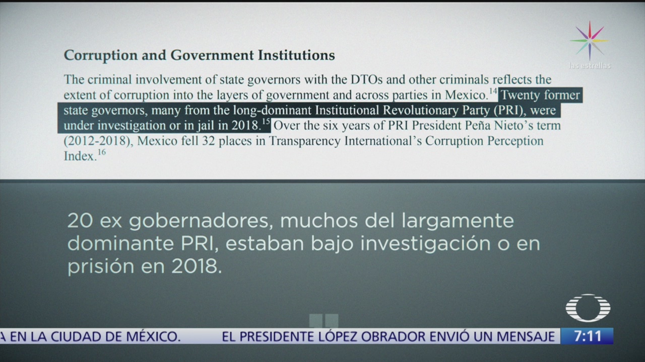 informe del congreso de eeuu denuncia corrupcion entre gobernadores y partidos de mexico