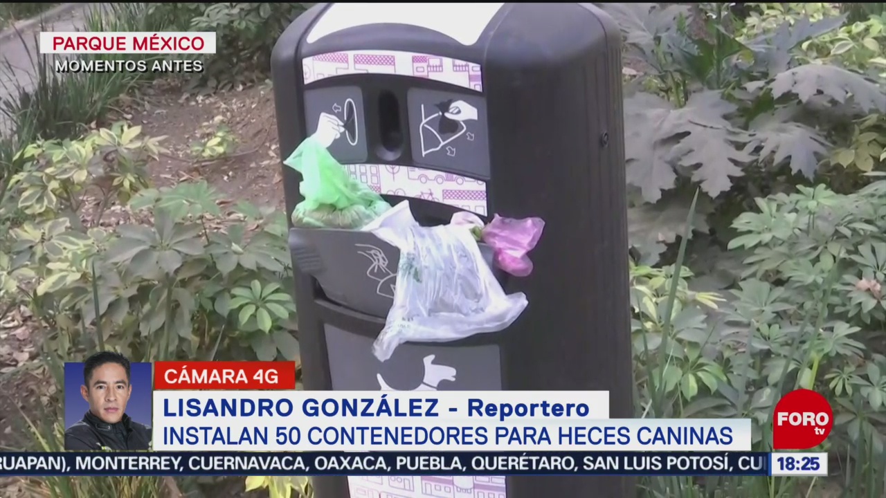 FOTO: instalan contenedores para heces caninas en el parque mexico