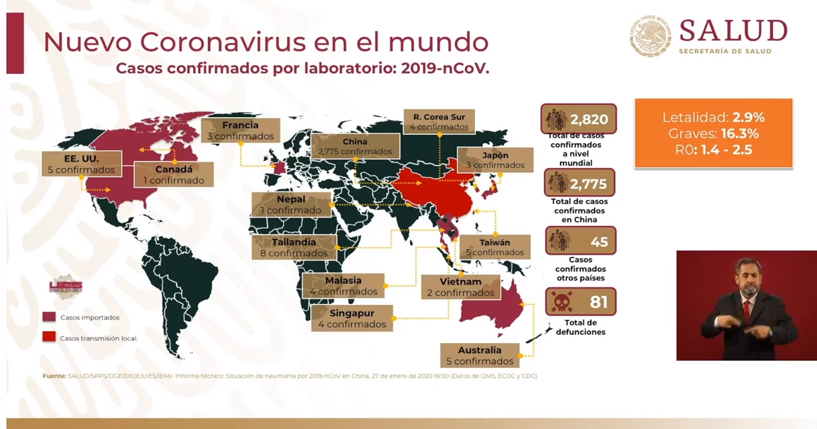 IMAGEN Mapa sobre la expansión del coronavirus en el mundo (YouTube)