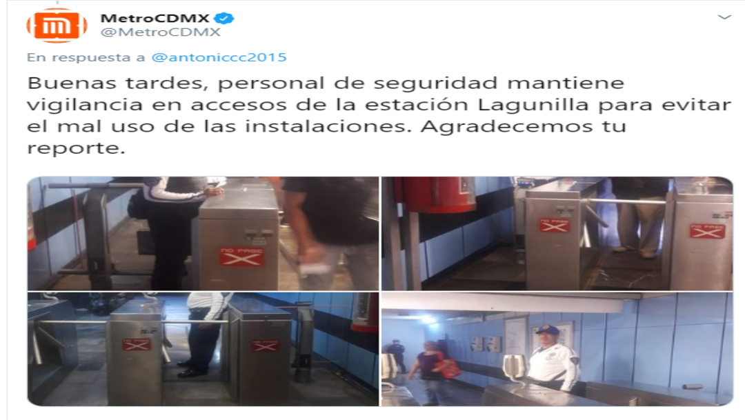 FOTO: Sistema de Transporte Colectivo (STC) Metro aseguró que mantenía la vigilancia en dicha estación (Twitter)