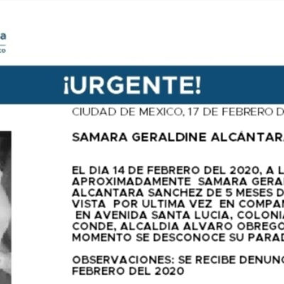 Activan Alerta Amber para localizar a Samara Geraldine Alcántara Sánchez