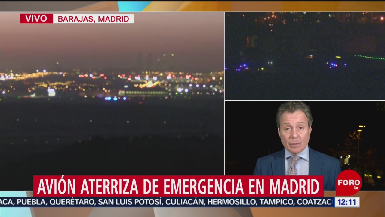 FOTO: 3 Febrero 2020, avion de air canada logra aterrizaje de emergencia en madrid