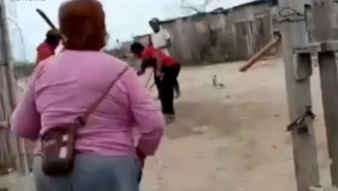 Foto: Captan a hombres atacando a perro con machetes, 26 de febrero de 2020, (captura de video)