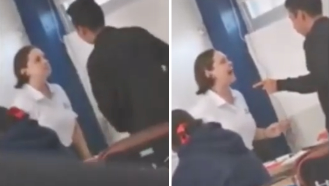 Maestra enfrenta a uno de sus alumnos por presunto maltrato