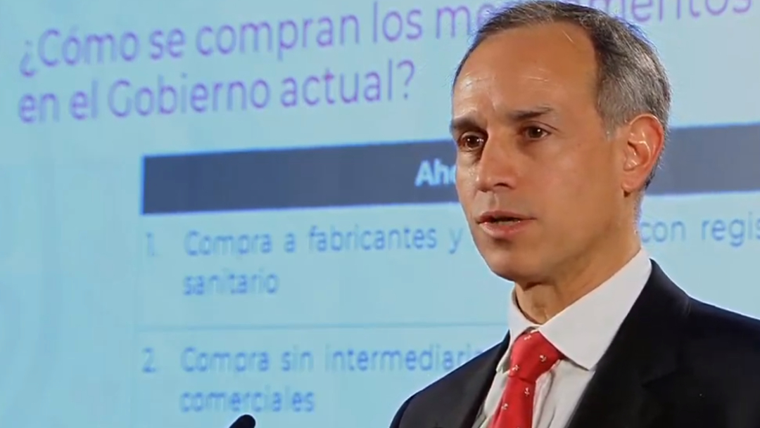 FOTO Contratos con intermediarios afectan abasto de medicamentos, afirma López-Gatell (YouTube AMLO)