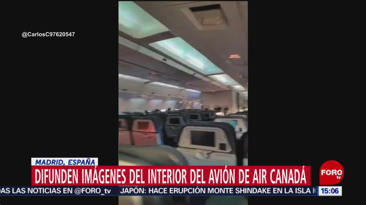 FOTO: 3 Febrero 2020, difunden imagenes del interior del avion de air canada