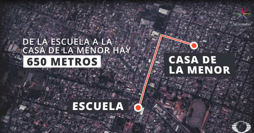 Mapa del recorrido de la escuela de Fátima Cecilia a su casa (Noticieros Televisa)