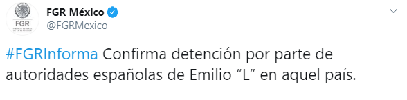 IMAGEN Fiscalía General de la República (FGR) confirma la captura de Emilio Lozoya (Twitter)